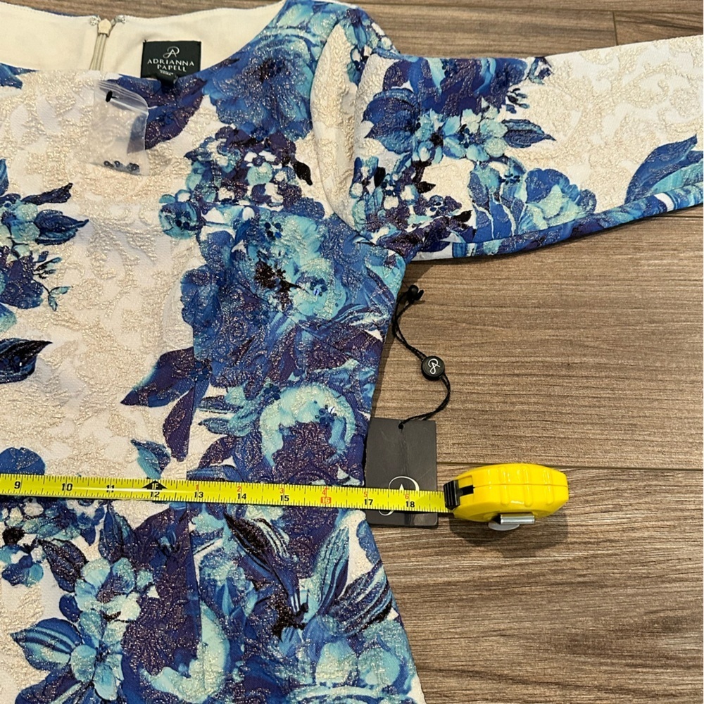 NWT! Adrianna Papell Matelsee Metallic Jacquard Sheath Floral Dress Size 8 - Picture 8 of 10